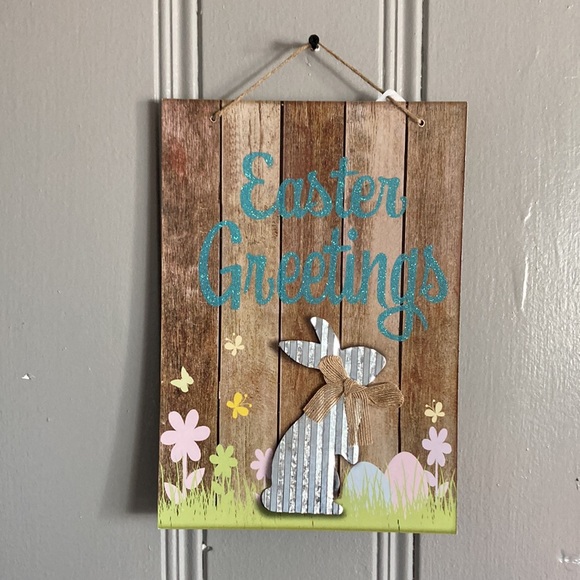 2/$20 NWT Beautiful Glittered Easter Blessings Die Cast Metal 🐇 Decoration Sign - Picture 4 of 17